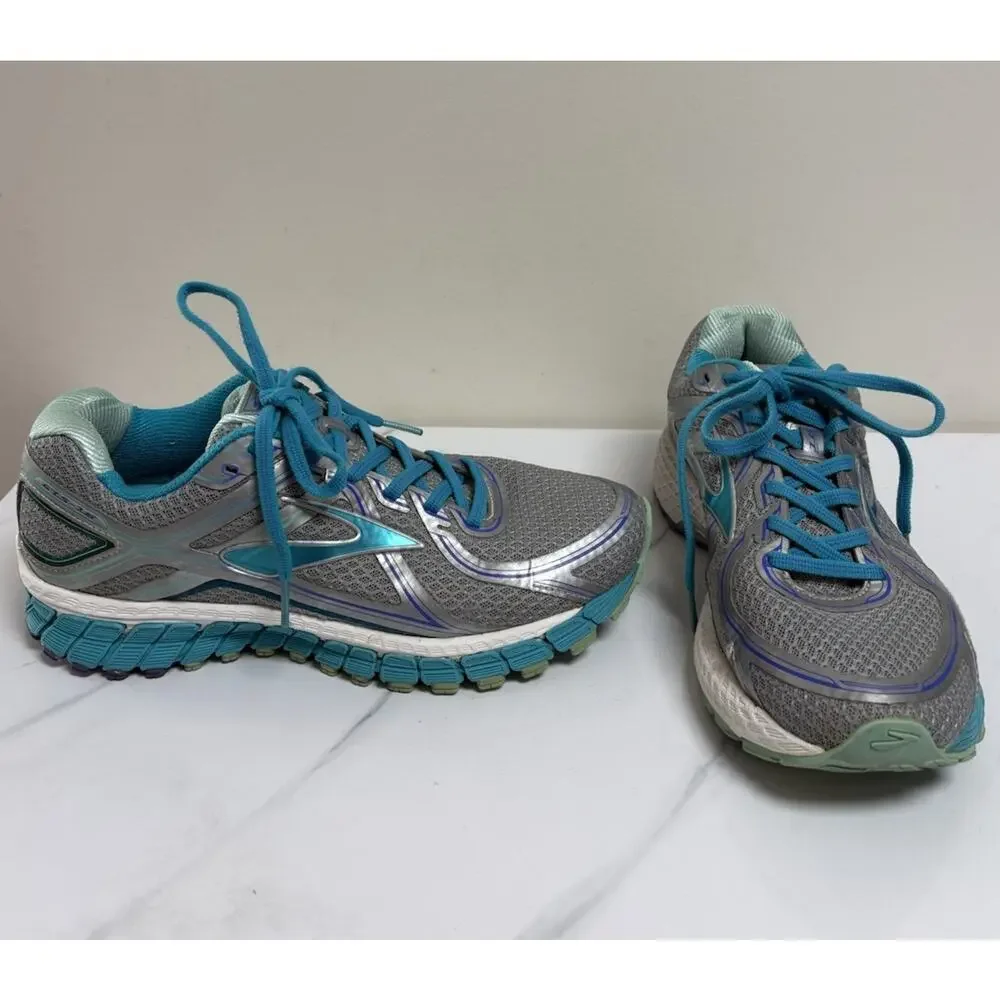 Brooks Adrenaline GTS 15 Womens Running Shoes Gray Teal Size 9 Athletic